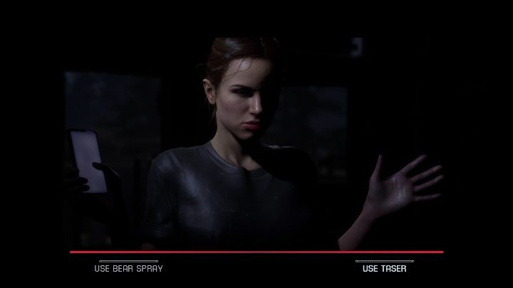 You can pick up bear spray or a stun gun while running from the monster - The Quarry: Emma - list of possible deaths and choices - Deaths of heroes - The Quarry - Game Guide