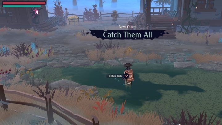 In Abandoned House - the first location - you will come across a pond where you can catch fish (or actually Fishbones) - The Serpent Rogue: Side quests - walkthrough - Walkthrough - The Serpent Rogue Guide