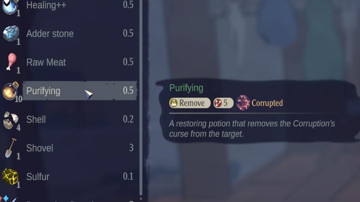 Purifying potions cannot be created - The Serpent Rogue: Potion brewing recipes - list - Potions - The Serpent Rogue Guide