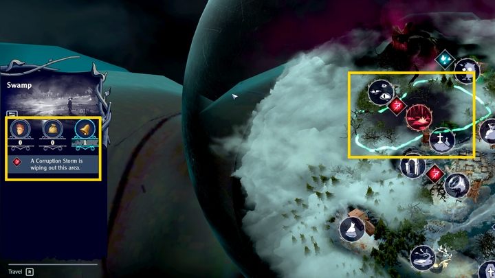 The Corruption storm cannot be stopped and will remain even after you've completed the story missions - otherwise the resources would run out - The Serpent Rogue: Corruption and Purification - Basics - The Serpent Rogue Guide