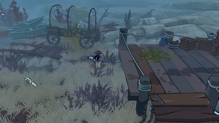 In the Pier, in front of the destroyed cart, you will find a digging spot - The Serpent Rogue: World Tomes - journal pages - Basics - The Serpent Rogue Guide