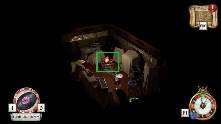 Interact with the gramophone, in order to set the record on it, the one you have previously collected - Save Tequila | Tequila Belle - Tequila Belle - The Sexy Brutale Game Guide