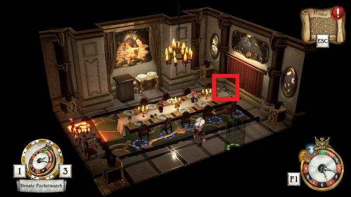 After entering the room ignore all the other objects and approach the curtain - Find the location of the missing arm | Thanos Gorecki & Aurum Runes - Thanos Gorecki & Aurum Runes - The Sexy Brutale Game Guide