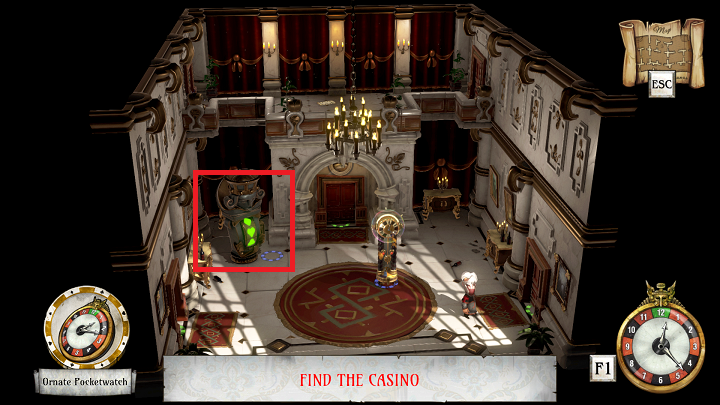 The first one is located in the room which you found yourself in after saving Reginald Sixpence - A potential issue | Thanos Gorecki & Aurum Runes - Thanos Gorecki & Aurum Runes - The Sexy Brutale Game Guide