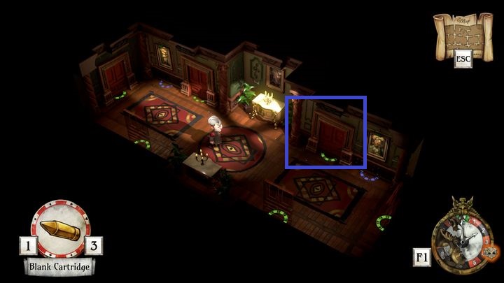 Use the doors highlighted above in order to get to the room with a shotgun - Pick up the cartridge | Reginald Sixpence - Reginald Sixpence - The Sexy Brutale Game Guide