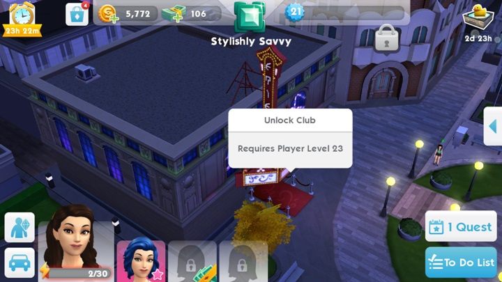 The center also has a club thats only available at level 23 - Career in The Sims Mobile - Missions, events, careers and hobbies - The Sims Mobile Game Guide