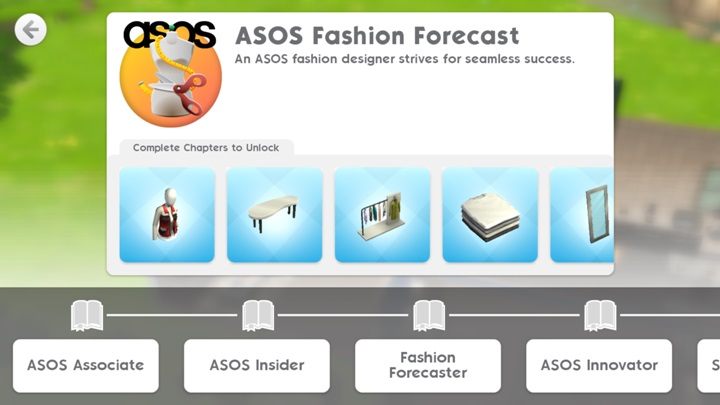 After getting 1000 ASOS points, you will unlock a fashion story - Career in The Sims Mobile - Missions, events, careers and hobbies - The Sims Mobile Game Guide