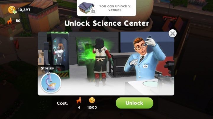 One of the premises located in the Waterfront is the Science Center - Waterfront - new location and new careers in The Sims Mobile - Missions, events, careers and hobbies - The Sims Mobile Game Guide