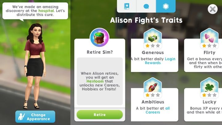 If you dont give a consent to the retirement of your Sim, this message will wait for you in the Features section - How does retirement look like in The Sims Mobile? - Starting tips - The Sims Mobile Game Guide