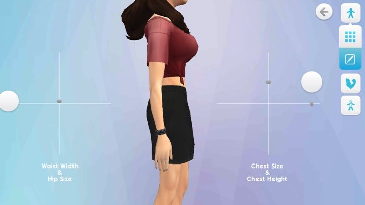 In the case of some body parts, some of the elements which can be changed vary depending on the gender - Silhouette and skin | Creating and developing a Sim - Creating and developing a Sim - The Sims Mobile Game Guide