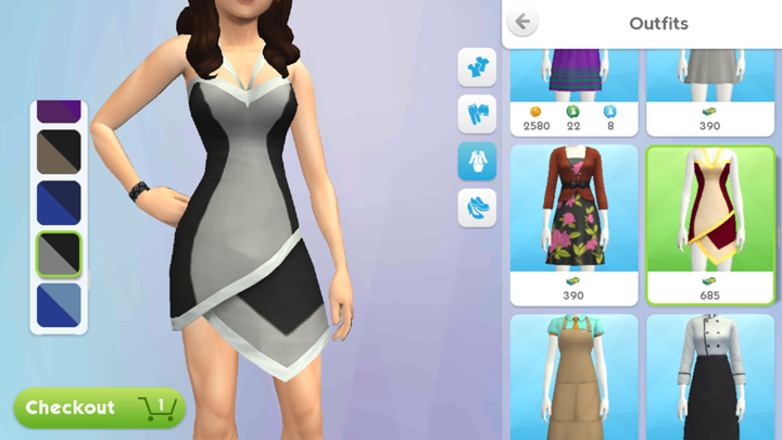 You have to pay for all new items - Buying clothes, hairstyles and accessories | Style - Style - The Sims Mobile Game Guide