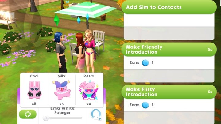 If you meet an interesting sim, whom you want to add to your friends list, you just need to click it, and an appropriate option will appear - How to recognize others sims and friend them | Playing with the others - Playing with the others - The Sims Mobile Game Guide