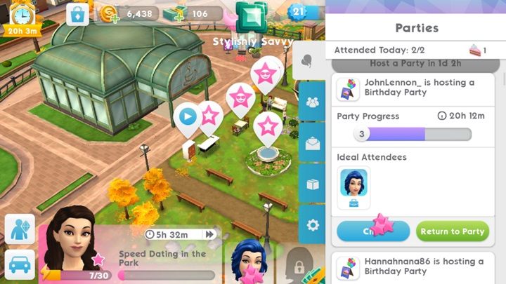 Online Parties in The Sims Mobile