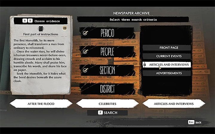 This monolith is associated with First Part of Instructions that you obtained in St - Into the Depths | The Sinking City walkthrough - Main cases - The Sinking City Guide