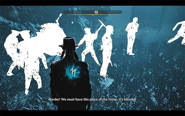 Once you find all the traces, a blue cloud will appear, signaling the possibility of using the retrocognition - Into the Depths | The Sinking City walkthrough - Main cases - The Sinking City Guide