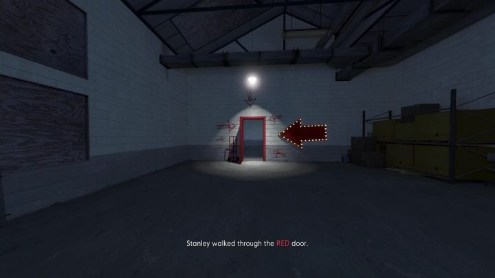 The third time, the game will direct you towards the red door, but instead, go through the blue door behind you - Stanley Parable Ultra Deluxe: Right door - list of all endings - All endings - Stanley Parable Ultra Deluxe Guide