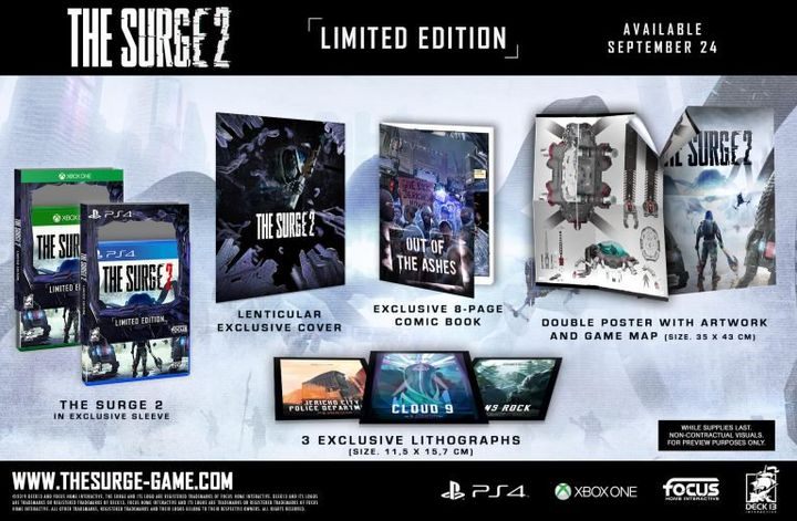 In addition to a copy of the game, this edition includes a special three-dimensional cover, an 8-page comic book, a two-sided poster and 3 lithographs measuring 11 - The Surge 2 Guide