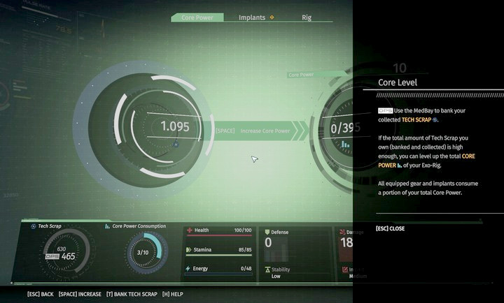 The required amount of scrap for gaining new levels increases very quickly - Character development in The Surge - Advice - The Surge Game Guide