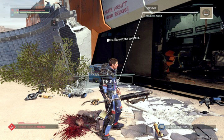 Reach the station. Before entering, collect the scrap at the entrance - its an implant - Abandoned Production | The Surge Walkthrough - Walkthrough - The Surge Game Guide