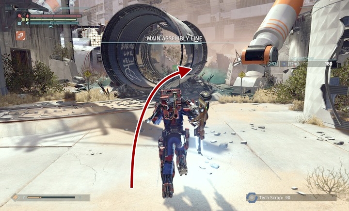 Outside the factory, in front of the wide door (the shortcut to the base), there is a small path among the bushes - Abandoned Production | The Surge Walkthrough - Walkthrough - The Surge Game Guide