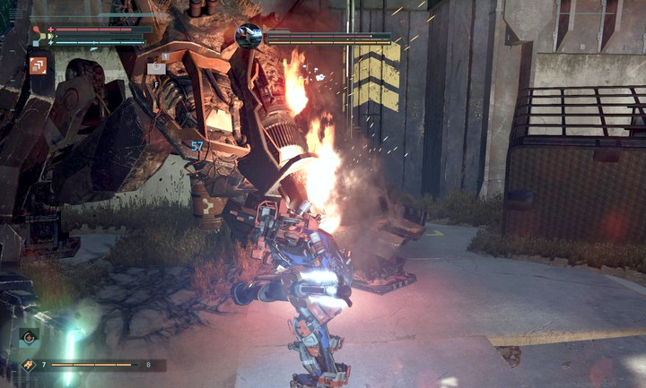 When the robot falls, hit him from the front or the back of his core - Abandoned Production | The Surge Walkthrough - Walkthrough - The Surge Game Guide