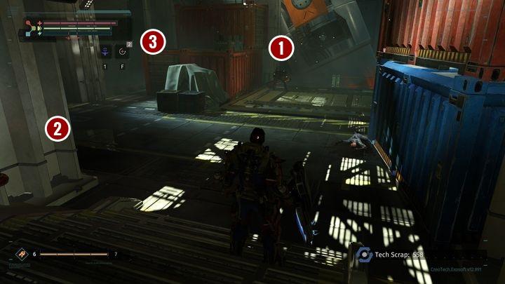 Right now, you should focus on the enemy in front of you [1] - Central Production B | The Surge Walkthrough - Walkthrough - The Surge Game Guide