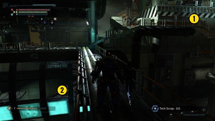 Get back to the exit point and turn right [1] - Central Production B | The Surge Walkthrough - Walkthrough - The Surge Game Guide