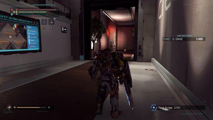 Finish the conversation, get back to the main hall and you will realize that the exit door is unlocked - Research Zone | The Surge Walkthrough - Walkthrough - The Surge Game Guide