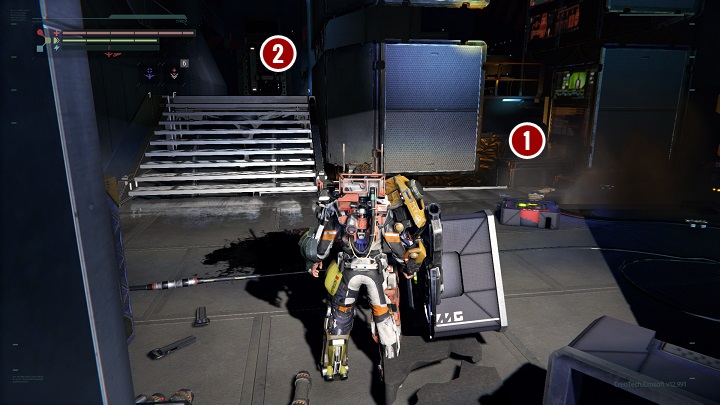 Once behind the door, you will be in the area shown in the above screenshot and you will need to defeat a single enemy patrolling the area - Executive levels | The Surge Walkthrough - Walkthrough - The Surge Game Guide