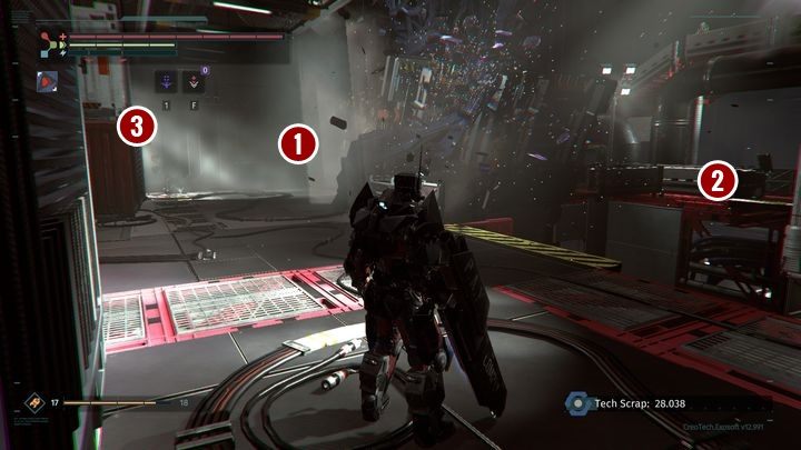 On the second floor of the location you will find the situation shown in the picture above - The Nucleus | The Surge Walkthrough - Walkthrough - The Surge Game Guide