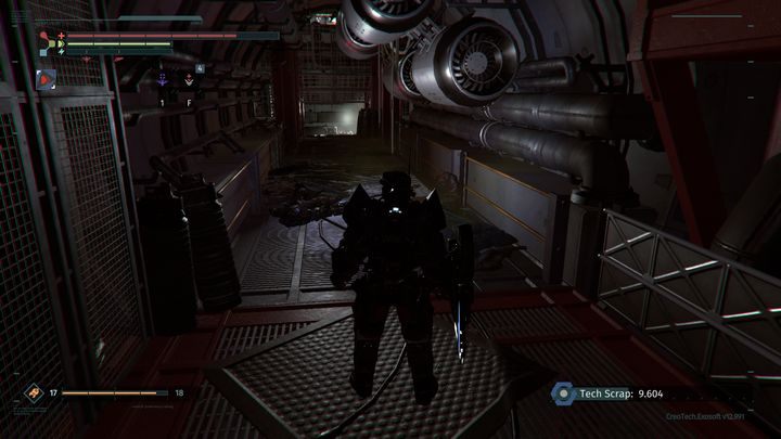 To get to the third circuit, you need to return to the corridor with stains of the poisonous substance into which you jumped through a hole in the vicinity of the staircase - The Nucleus | The Surge Walkthrough - Walkthrough - The Surge Game Guide