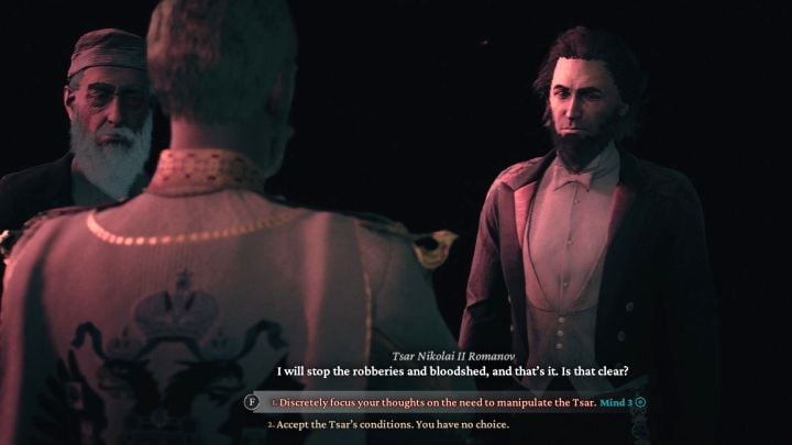 During the meeting with Tsar, you can let other thaumaturges perform their actions without interrupting or choose special dialogue options to take control of the situation (the requirements for these choices are very high - 6 points of given Dimension) - The Thaumaturge: Close to the Apple Tree - The Thaumaturge: Main tasks - The Thaumaturge Guide