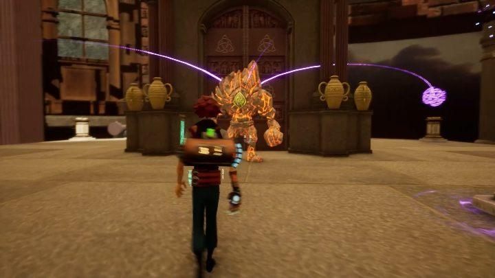 In front of the building with the portal you will see a great opponent, to get rid of him you have to direct him to monoliths glowing in violet - 2nd location walkthrough | The Watchmaker - Part 2 - The Watchmaker Game Guide