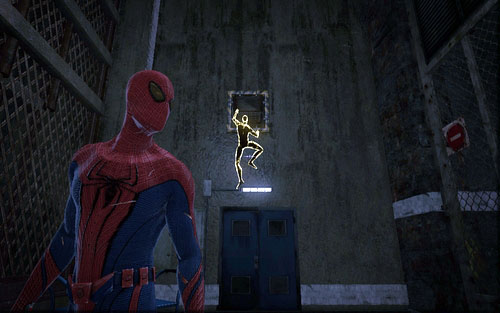 After landing, use the nearby ventilation shaft - Chapter 04 - The Thrill of the Hunt - p. 1 - Walkthrough - The Amazing Spider-Man - Game Guide and Walkthrough