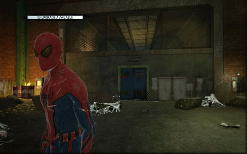 As you reach the end, jump through the hole above the door - Chapter 04 - The Thrill of the Hunt - p. 2 - Walkthrough - The Amazing Spider-Man - Game Guide and Walkthrough