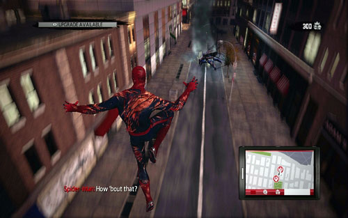 In order to damage the enemy, follow him and shoot web all the time (B) - Chapter 05 - To Smash the Spider - Walkthrough - The Amazing Spider-Man - Game Guide and Walkthrough
