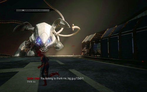 Standing on the roof, you need to avoid the tentacles shot at you - Chapter 06 - Smythe Strikes Back - p. 2 - Walkthrough - The Amazing Spider-Man - Game Guide and Walkthrough