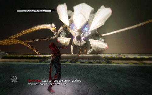 Between dodging, mash B to block the robot's eyes - Chapter 06 - Smythe Strikes Back - p. 2 - Walkthrough - The Amazing Spider-Man - Game Guide and Walkthrough