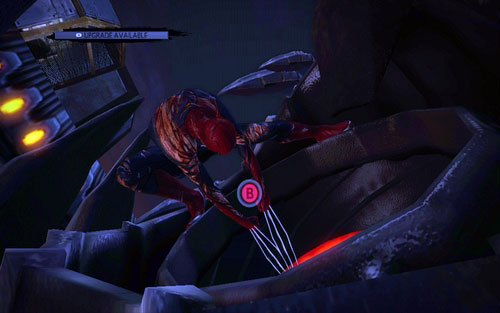 With one of the eyes completely blocked, follow the commands appearing on the screen - Chapter 06 - Smythe Strikes Back - p. 2 - Walkthrough - The Amazing Spider-Man - Game Guide and Walkthrough