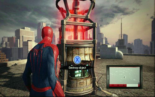 Defeat them and afterwards destroy the machine - Chapter 06 - Smythe Strikes Back - p. 2 - Walkthrough - The Amazing Spider-Man - Game Guide and Walkthrough