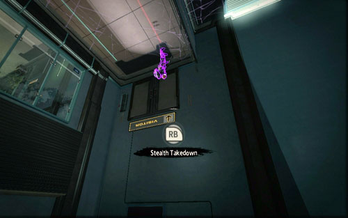 Start off by eliminating the higher guard with stealth attacks - Chapter 07 - Spidey to the Rescue - Walkthrough - The Amazing Spider-Man - Game Guide and Walkthrough