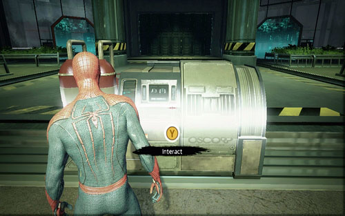 Firstly you need to use the computer on the other side and destroy all the turrets - Chapter 07 - Spidey to the Rescue - Walkthrough - The Amazing Spider-Man - Game Guide and Walkthrough