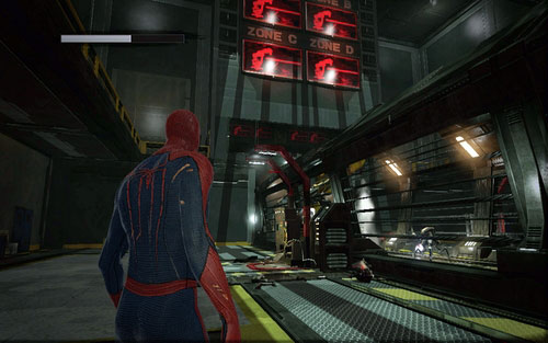 With the last one of them switched off, the door leading to the production line will be opened - Chapter 10 - Spider-Man No More! - p. 1 - Walkthrough - The Amazing Spider-Man - Game Guide and Walkthrough