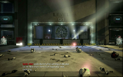 With the last one of them blocked, a platform with even more robots will arrive - Chapter 10 - Spider-Man No More! - p. 1 - Walkthrough - The Amazing Spider-Man - Game Guide and Walkthrough