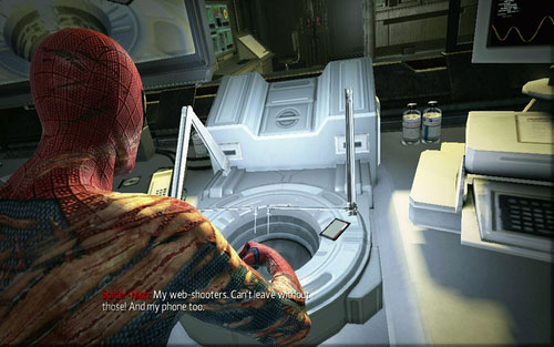On the right you will find your phone and web-shooters - Chapter 10 - Spider-Man No More! - p. 1 - Walkthrough - The Amazing Spider-Man - Game Guide and Walkthrough