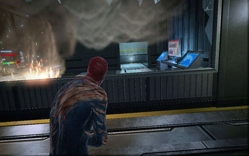 Jump into the room behind it and enter the corridor - Chapter 10 - Spider-Man No More! - p. 2 - Walkthrough - The Amazing Spider-Man - Game Guide and Walkthrough