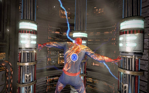 At first you will land inside a robot and your task will be to destroy its power supply - Chapter 11 - If This Be My Destiny - Walkthrough - The Amazing Spider-Man - Game Guide and Walkthrough
