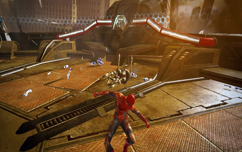 A bit later you will have to fight a group of machines - Chapter 11 - If This Be My Destiny - Walkthrough - The Amazing Spider-Man - Game Guide and Walkthrough