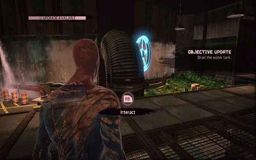 That way you will reach a room with a valve - Chapter 12 - Where Crawls the Lizard? - Walkthrough - The Amazing Spider-Man - Game Guide and Walkthrough