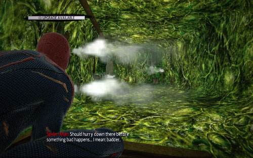 Go onwards and you will reach the lower level of the sewers, where you will find a tunnel filled with the green substance - 1 - Train Docking Station - Side missions - The Amazing Spider-Man - Game Guide and Walkthrough